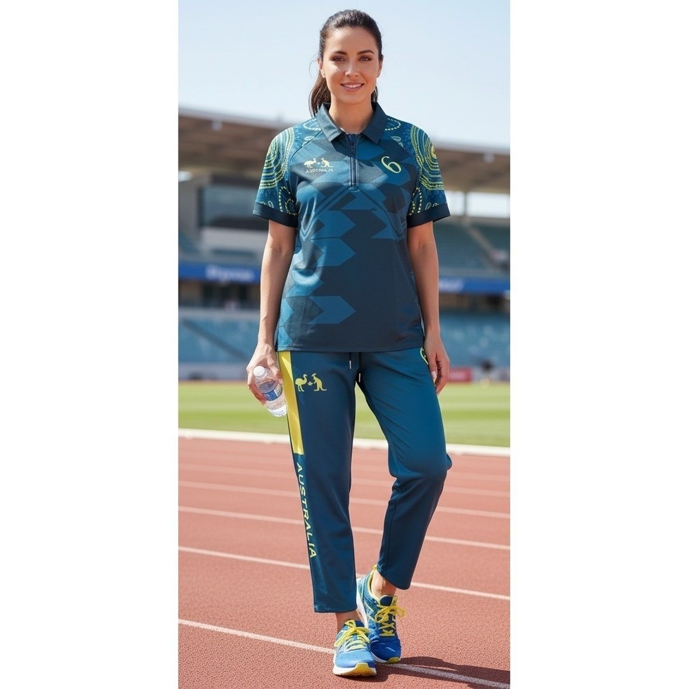 Australia Women's Sportswear Golf Set Polo Shirt L Pants XL Blue Active Sports